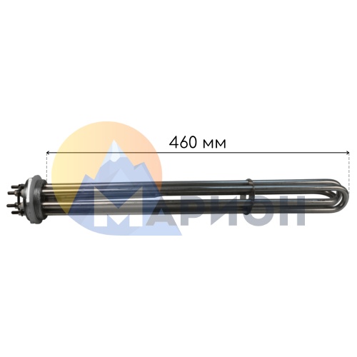 Блок ТЭН-12,0кВт, 220В (460мм.) G1 1/2" нерж/нерж (трубка + колпак) JH